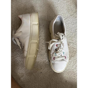 RIEKER Comfort White Women's Sneakers with Colored Eyelets